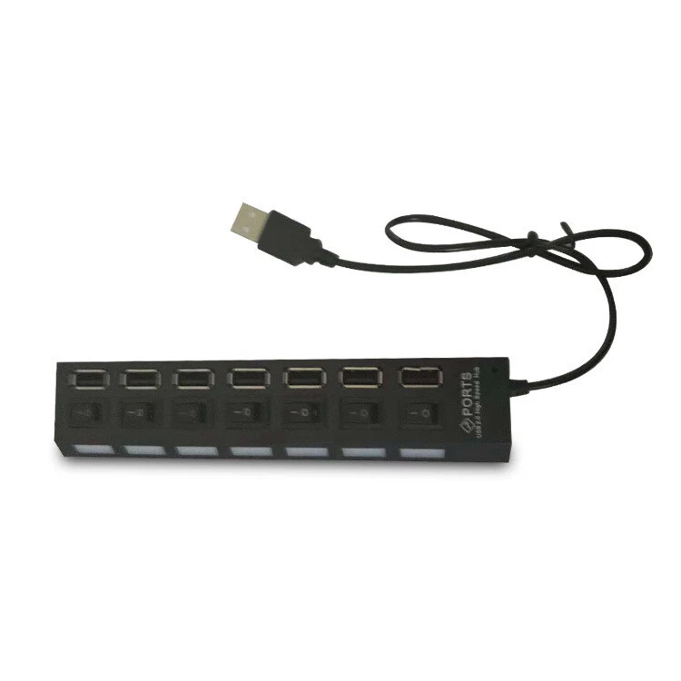 Multi 7 Porte USB 2.0 HUB SPLITTER ADATTATORE PER PC Alimentato Cable for PC - Immagine 2 di 4