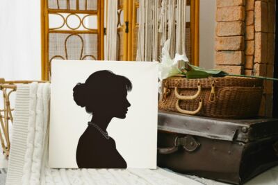 Audrey Hepburn Silhouette Schwarzweiß Stil Digital Kunst Leinwanddruck Wandbild