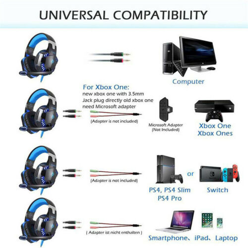 3.5mm Gaming Headset Mic LED Headphones Stereo Surround FOR PC PS4 PS5 Xbox ONE - Picture 7 of 17