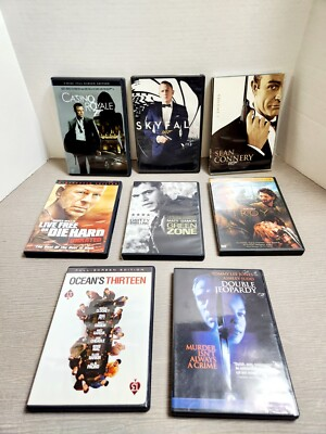 #ad Lot Of 8 Action DVD Movies James Bond Die Hard Oceans 13 Green Zone Troy $9.99