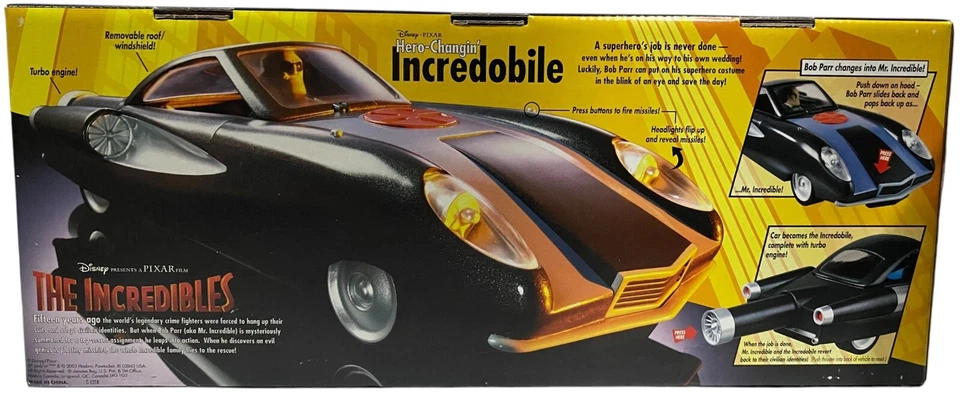 The Incredibles Hero-Changin' Incredobile 带 Mr Incredible 公仔和海报 全新 2003 — 第 3/4 张图片