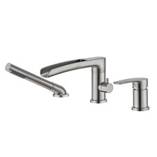 Waterfall Roman Tub Faucet Brushed Nickel Deck Mount Bathtub Faucets Brass Tu...
