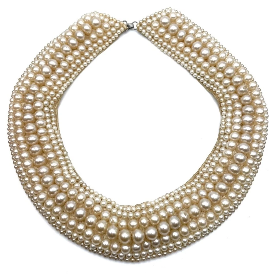 De colección/Cuello con respaldo satinado perla Champayne imitación/Japón 16" buen estado Foto 3 de 4