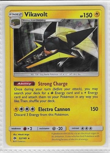 Vikavolt 52/149 Holo Rare Sun & Moon Base Set Pokemon Near Mint