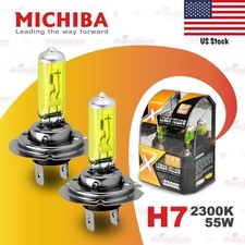 2x H7 477 Michiba 12v 55w Headlight Halogen Bulbs Lamps Globe 2300k Lemon Yellow 2x H7 477 Michiba 12v 55w Headlight Halogen Bulbs Lamps Globe 2300k Lemon Yellow