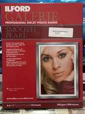 Ilford Galerie Professional Inkjet Smooth Pearl Photo Paper 8.5” x 11” 25 Sheets