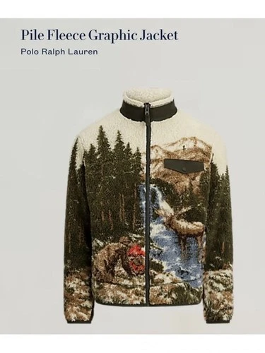 Polo Ralph Lauren High Pile Fleece Sportsman Country Scenic Wildlife Jacket XL image 5