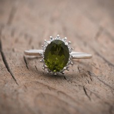 Natural Peridot Ring, August Birthstone, Engagement Ring, Bridesmaid Ring