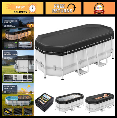 7x10 FT Rectangular Above Ground Pool Cover - 420D Solar Tarpaulin, Waterproof &