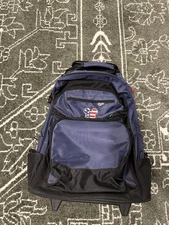 Disney Mickey Mouse Rolling Backpack Blue Wheeled Carry On Travel Bag Luggage