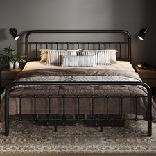 Metal Platform Bed Frame King Size Victorian Wrought Iron Black AK-9121BK Style