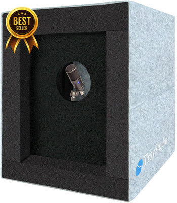 Enclosed Vocal Booth Portable Microphone Isolation Shield Foldable Reflection Fi