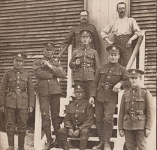 WW1 Norfolk Regiment Soldier Group Photo British Army Barracks RPPC Postcard
