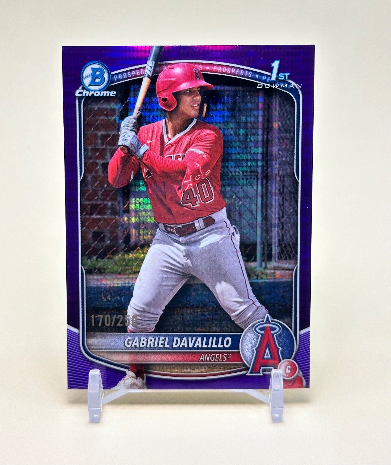 2025 Bowman Chrome - Gabriel Davalillo 1st BCP-178 - Purple Pulsar /250 - Angels