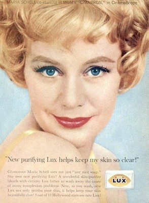 1961 Lux Soap: Glamorous Maria Schell Vintage Print Ad