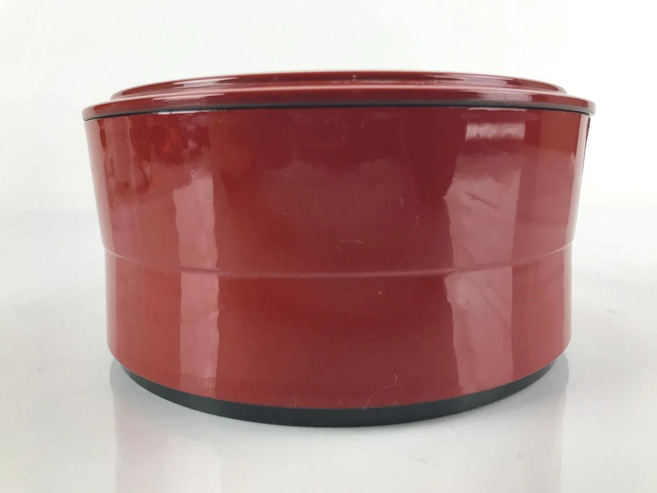 Fiambrera Bento con tapa réplica de laca de resina japonesa de colección redonda roja ciruela L221 Foto 3 de 4
