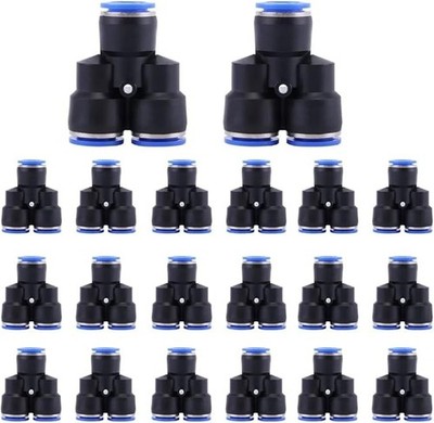 20 Stück 12 mm Y-Form Pneumatik Schnellspanner Push Connect Luftleitung Fittings
