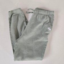 Abercrombie Kids Joggers Youth 11/12 Sage Green Fleece Moose Logo Sweatpants