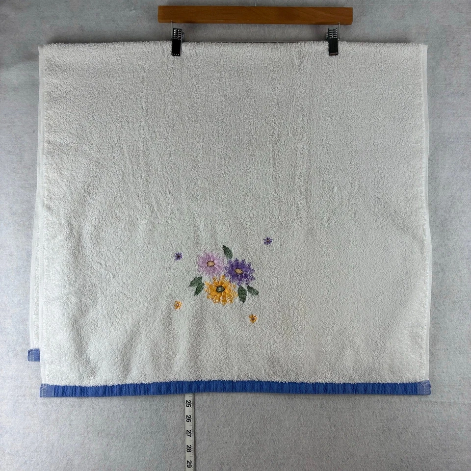 Croscill Lote de 2 Toallas de Baño 100% Algodón 27X49 Azul Blanco Floral Ramo Foto 2 de 4