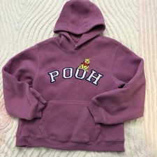 Vintage Disney Store Winnie The Pooh Fleece Hoodie Sweatshirt Kids Sz M Purple