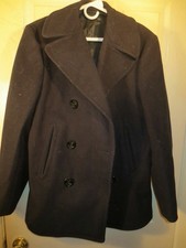 Vintage US Navy Kersey Wool Peacoat w Corduroy Pockets Military Jacket 36R