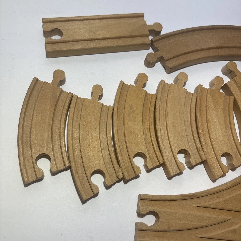 Used Wooden Train Tracks Lot Of 12 Assorted Pieces Learning Curve Brio Thomas - Image 2 of 4