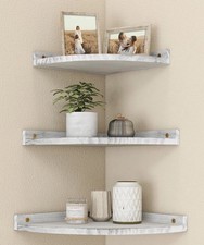 Petrala Corner Wall Shelves Set of 3 – Grey Floating Rustic Storage Display