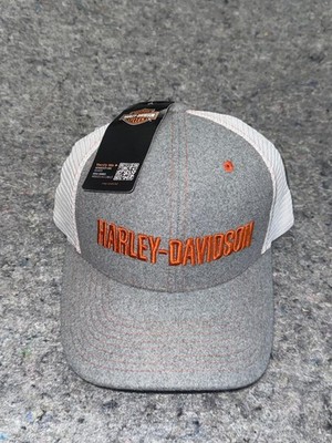 Harley-Davidson Hat Cap Snap Back Mens One Size Gray HD Simple Contrast Trucker