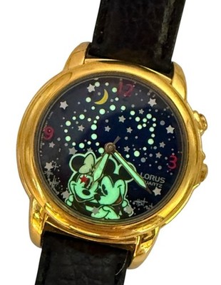 Vintage Lorus Disney Mickey Minnie Mouse Musical Watch Glow  display picture 1