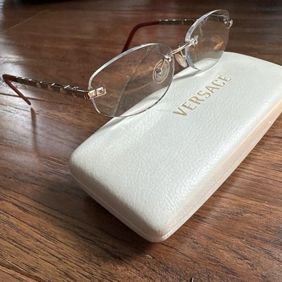 Versace 1152-B 1221 women rimless silver eyeglasses frame 52/16/135 w case gem