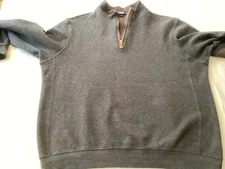 Daniel Cremieux 1/4 Zip Reversible Sweater XXL Black Marble & Brown Elbow Patch