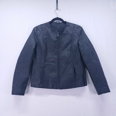 John Paul Richard Uniform Genuine Leather Womans Petite Size 12 Full Zip Biker