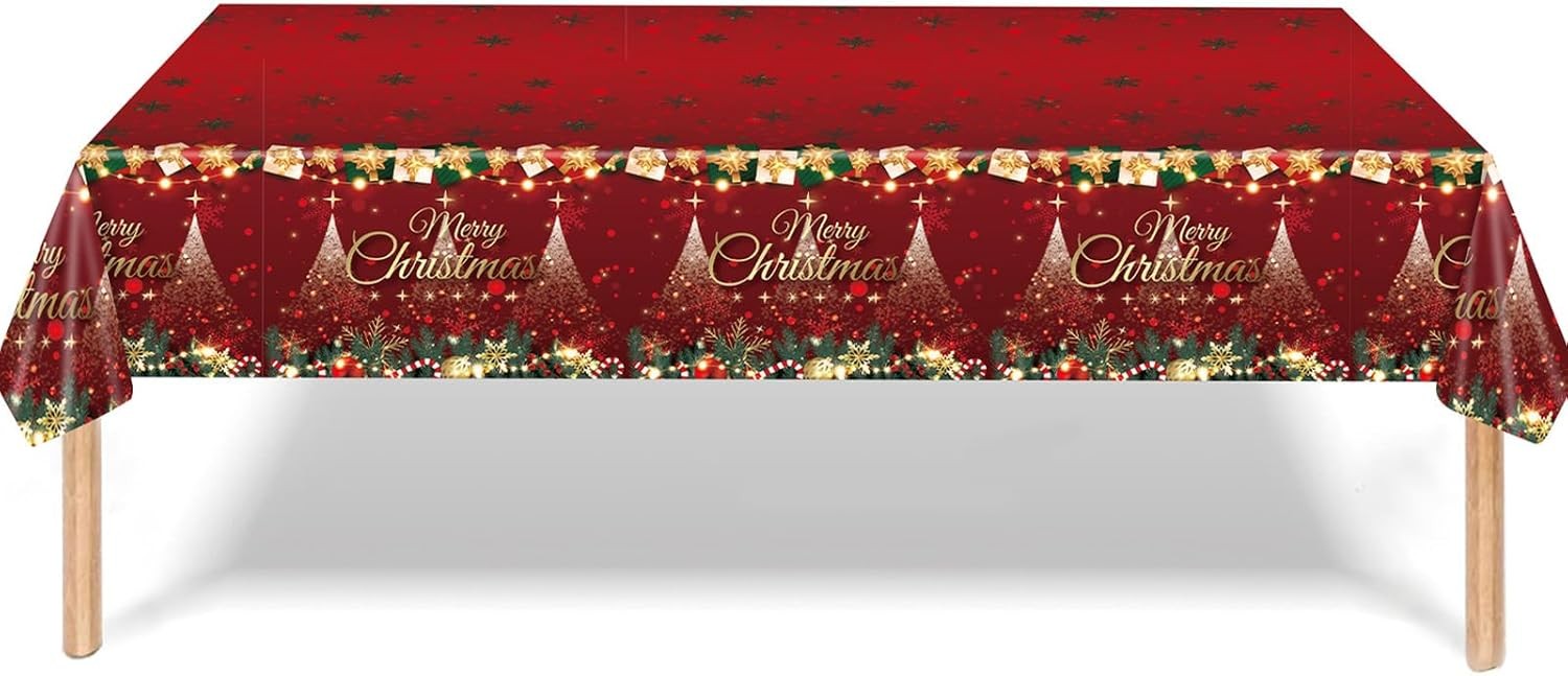 Christmas Tablecloth Christmas Plastic Table Cloth Rectangular,Christmas Large
