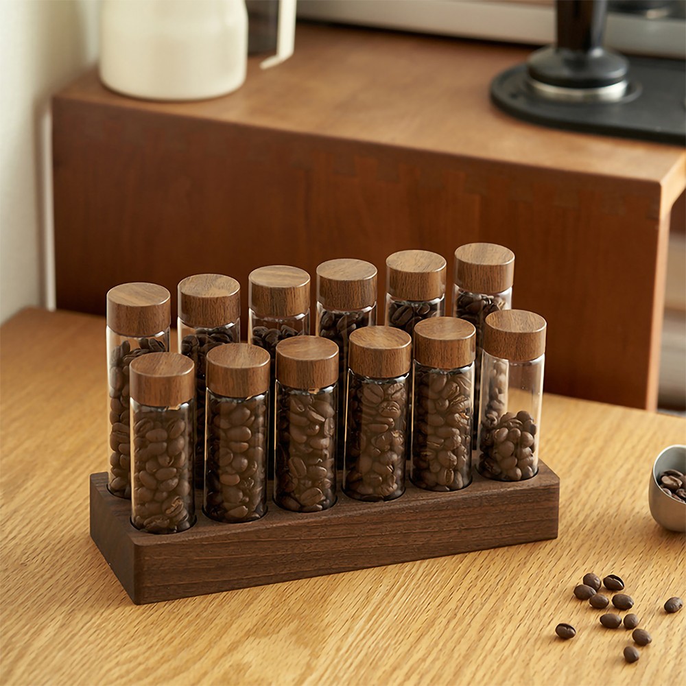 12pcs Single Dose Coffee Bean Storage Tubes Borosilicate Glass Coffee Bean Cella