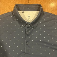 Adidas Ultimate365 Golf Polo Men's Medium Navy Blue Tree Print Performance Shirt