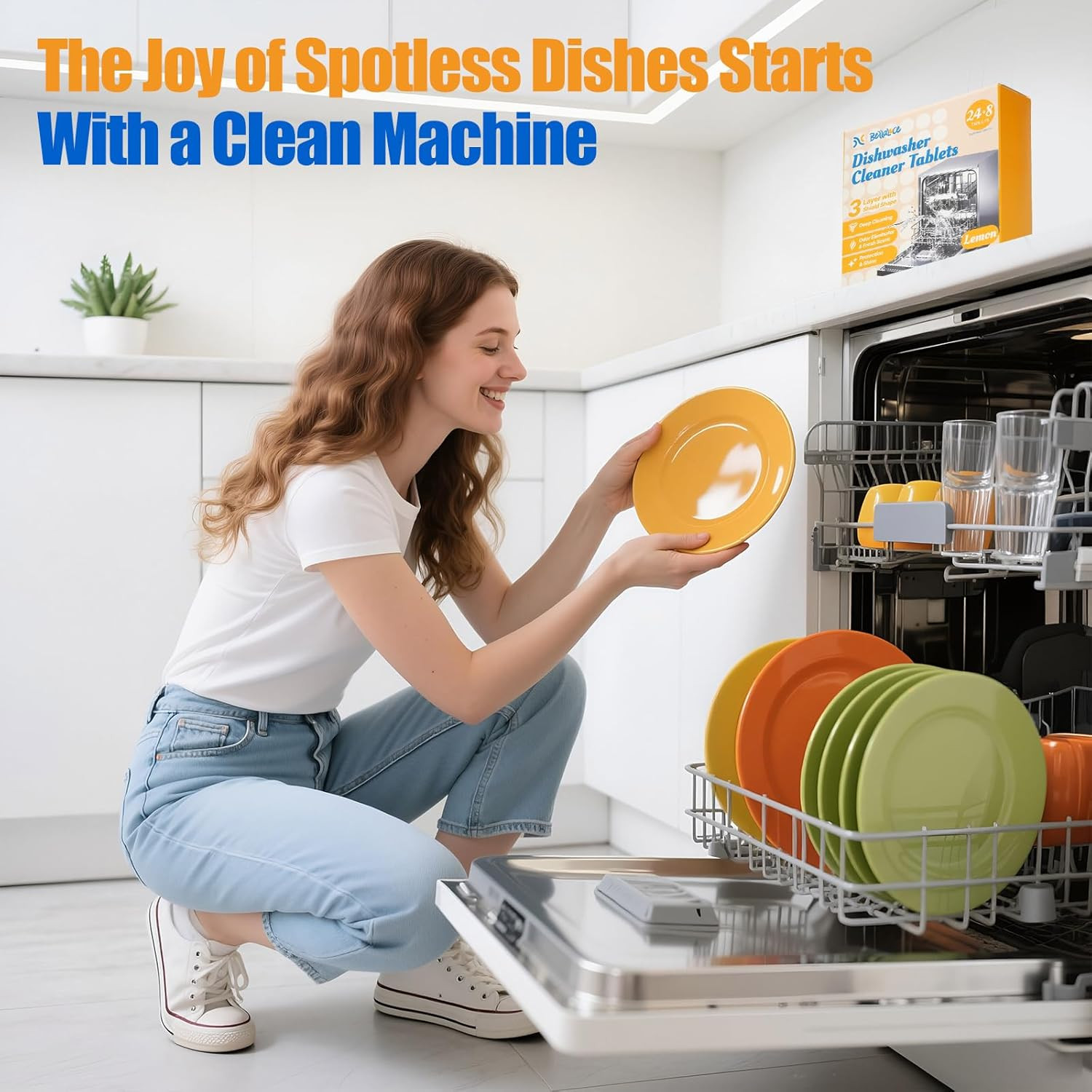 Dishwasher Cleaner Tablets - Dishwasher Cleaner and Deodorizer Tablets Lemon Sce