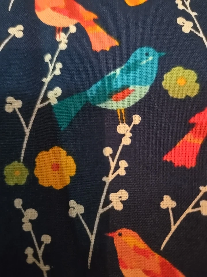 Waverly Inspirations Fabric 44”x 16" Cotton Remnant Blue With Multicolored Birds - Image 2 of 4