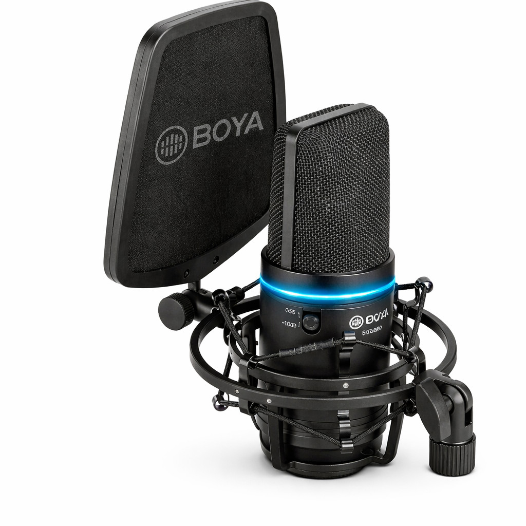 Microphone de studio BOYA BY-M800 condensateur XLR avec capsule en or pour chant