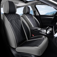 Car Seat Covers Front Seat Cover Waterproof Faux Leather FrontPair Gray Black