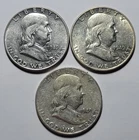 1949-P/D/S FRANKLIN Half Dollar 50c Cents 90% Silver 3-COIN ~Mid Grade ~Key Date