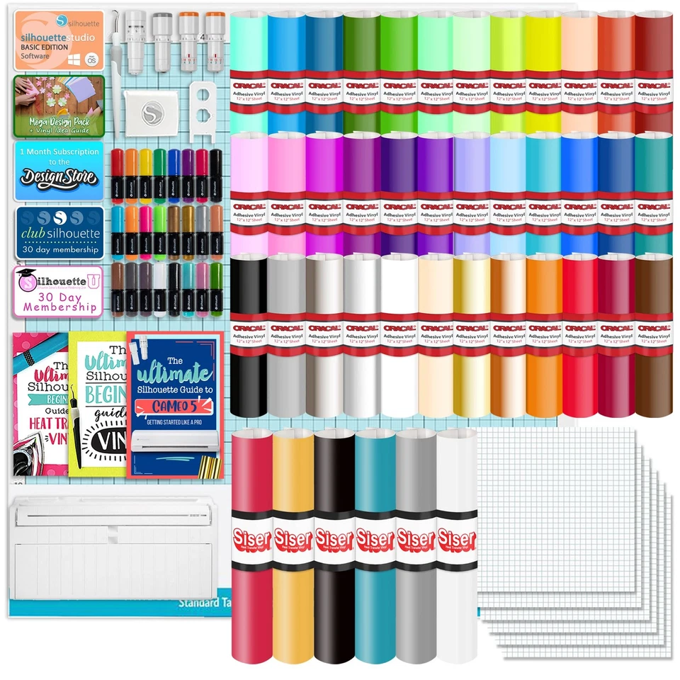 Silhouette White Cameo 5α Alpha w/ Advanced Blade Pack, 38 Oracal Sheets, HTV - Image 3 of 4