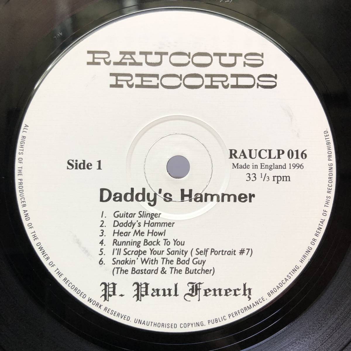 レア！P.PAUL FENECH/DADDYS HAMMER サイコビリー P. Paul Fenech - Daddy'S Hammer Lp Rauclp016 British Edition
