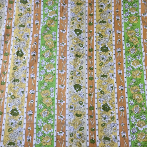 Vintage Twin Flat Sheet 72 x 104" Yellow Orange Green Flowers 70s MCM Retro Boho - Picture 11 of 15