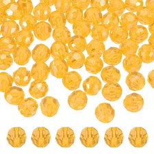 200 Pcs Acrylic Round Faceted Beads 10mm Loose Bead, Golden Yellow