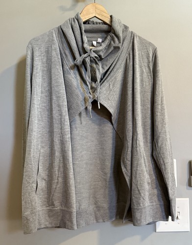 Cable and Gauge Sweater Cardigan Snap Up Neckline Pockets Jacket Medium New