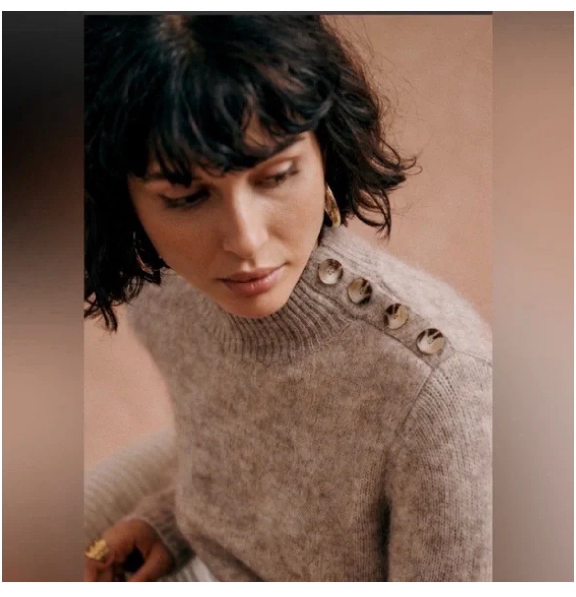 Sezane Polly Sweater Wool/ Mohair Dress Tan Size S