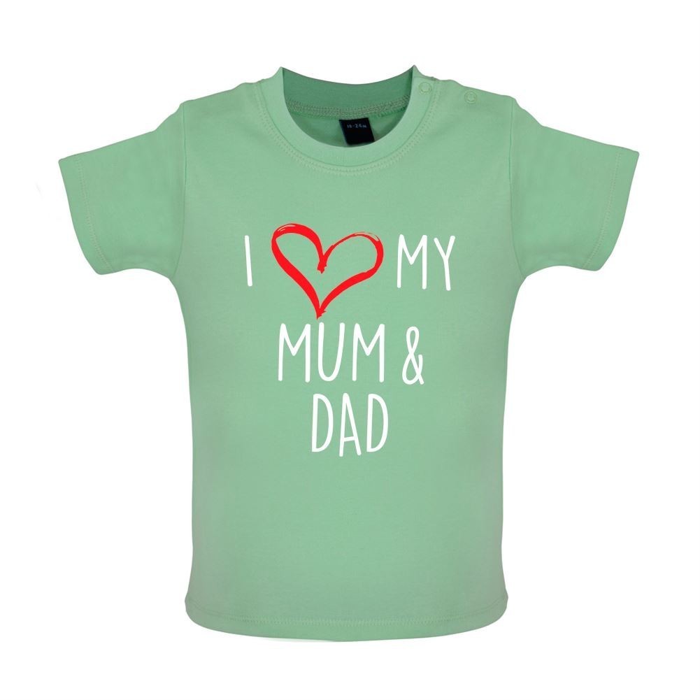 I Love My Mum Y Papá - Bebé Camiseta/Pelele - Momia Papi Lindo Divertido Madre