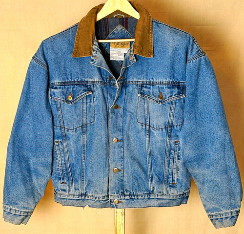 Vtg Wrangler Hero Blanket Lined Denim Jacket Mens XL Corduroy Western Trucker