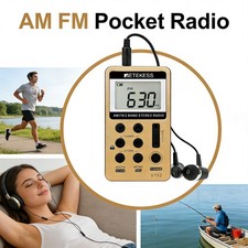 V112 Pocket Portable FM/AM Radio Mini Digital Receiver Rechargeable Home Party