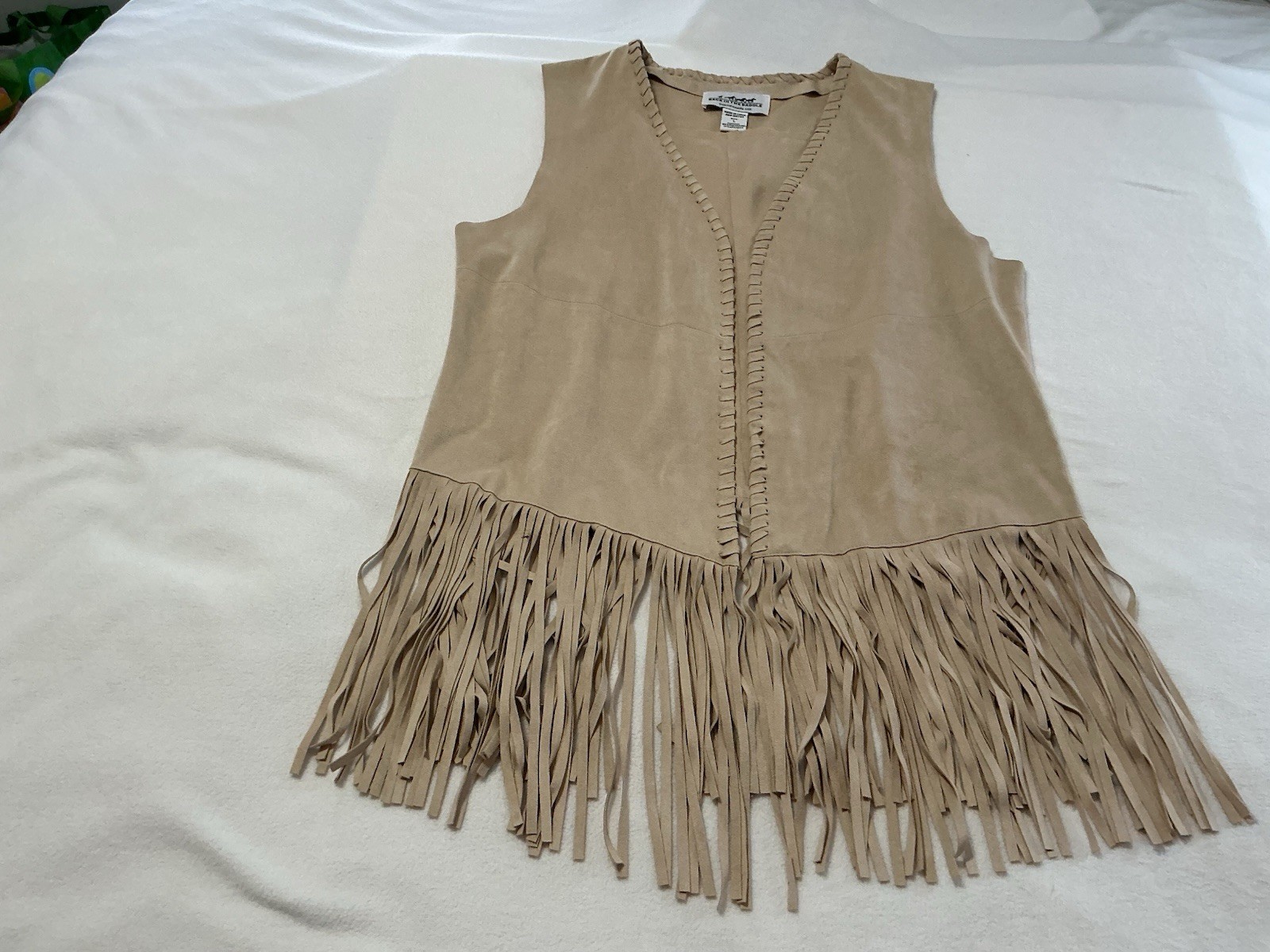 Back in the Saddle Women's  Camel Suede Fringe Vest Size L